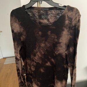 ATM Anthony Thomas Melillo women’s black long sleeved tee top tie dye sz medium